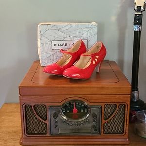 Red Mary Jane heels